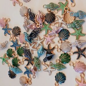 Enamel And Gold Seashell Charms Nwt